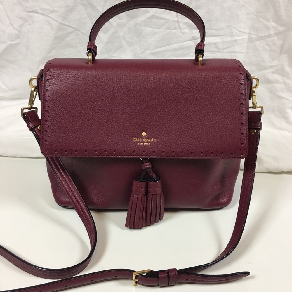 Kate Spade maroon leather cross-body purse